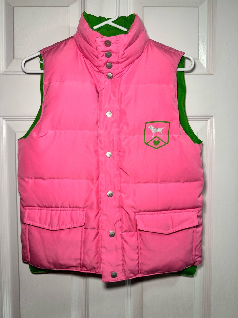 Victoria’s Secret PINK Y2K Reversible Down Puffer Vest Pink Green XS/S